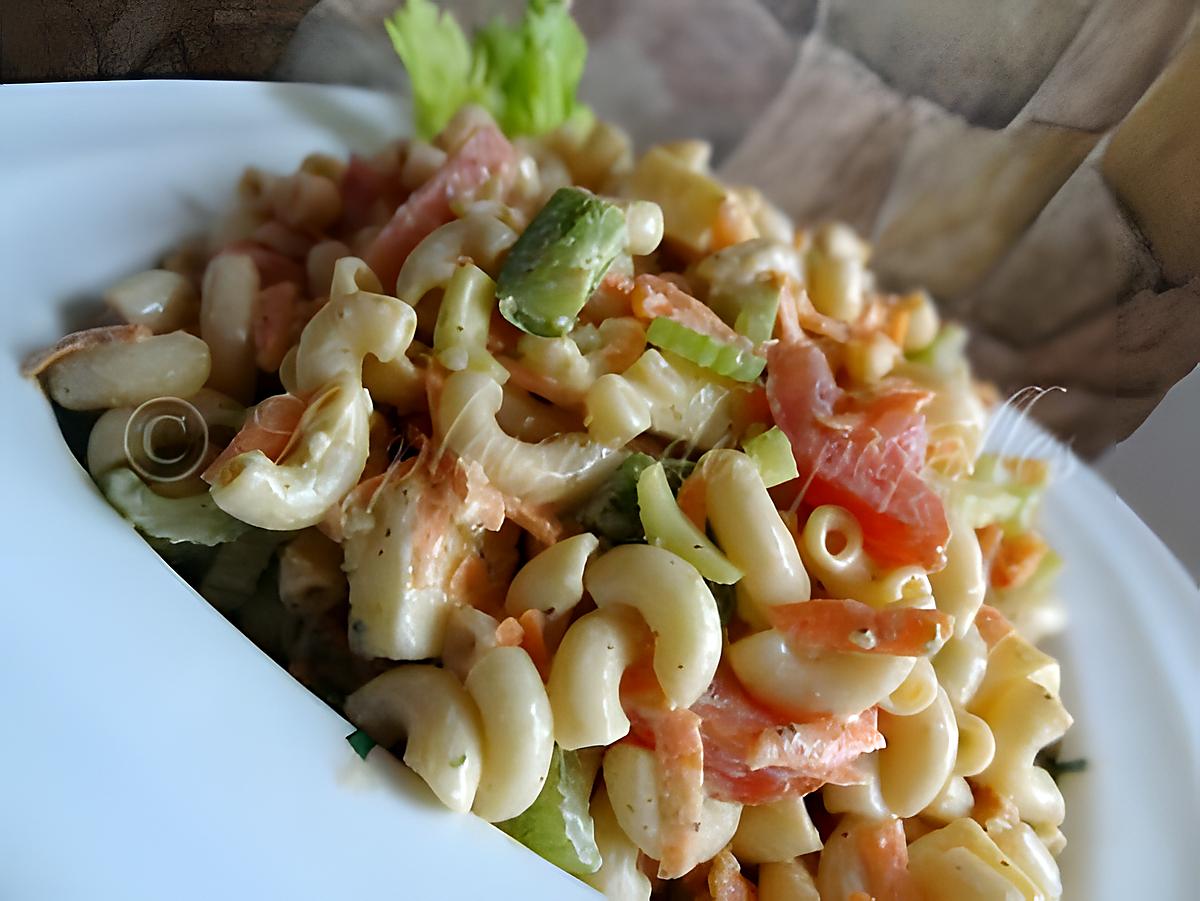 recette Salade de macaronis aux légumes et au cheddar