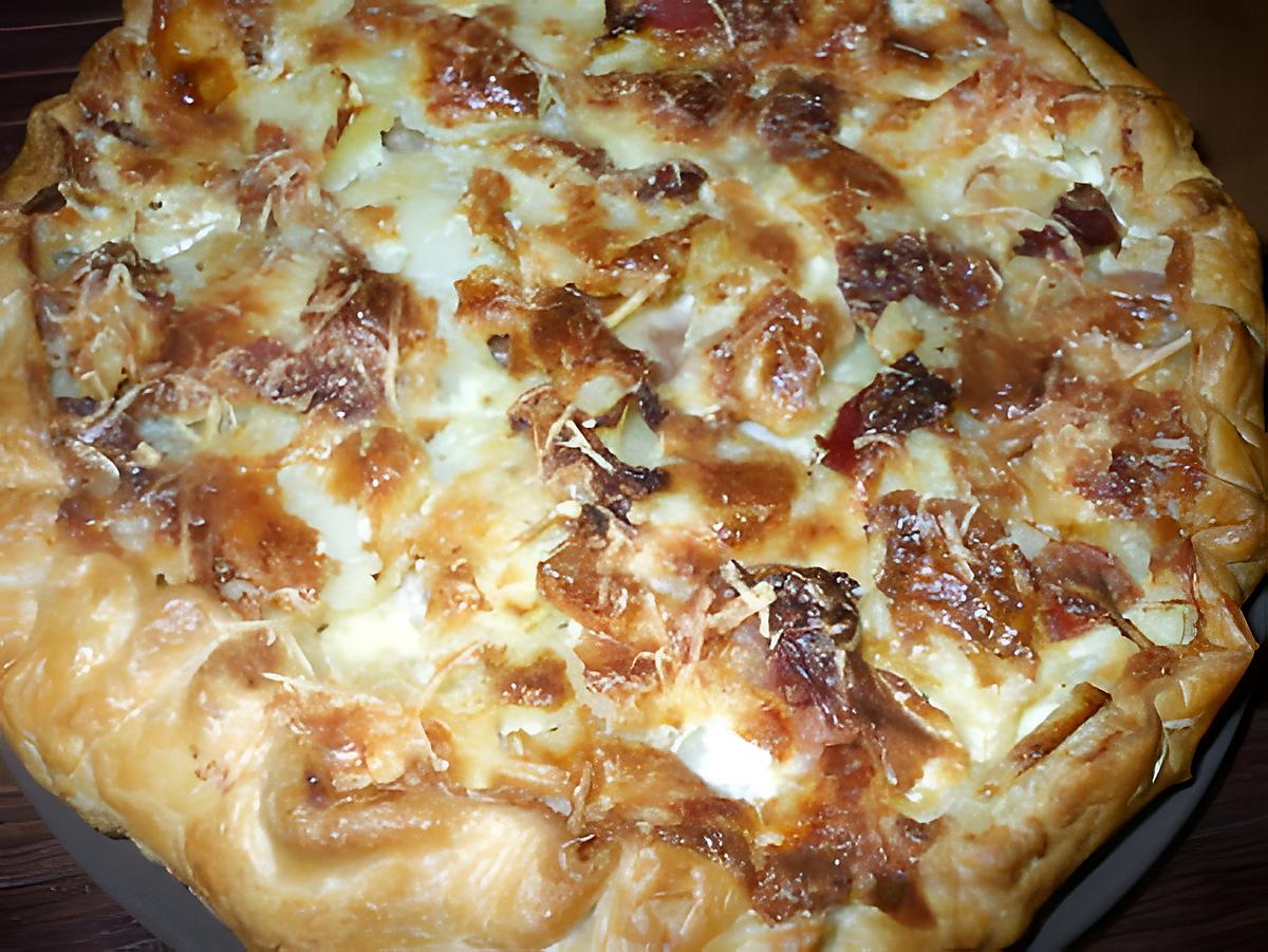 recette Pastel de Patatas con Jamon Serrano y queso de cabra "... ( Gâteau de P.D.Terre au jambon serrano et fromage de chèvre.)...