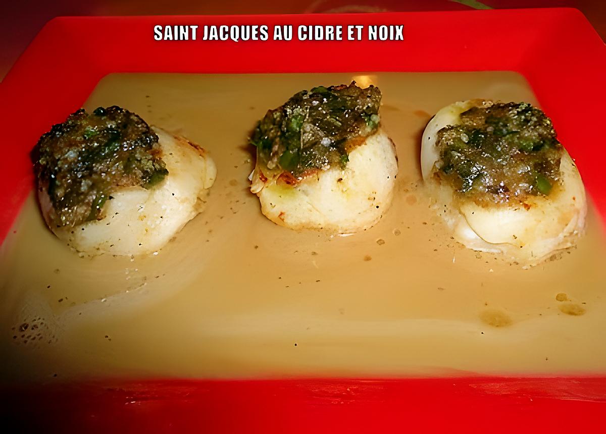 recette SAINT JACQUES AU CIDRE ET NOIX