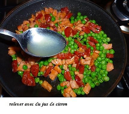 recette Salade de petits pois au saumon et au chorizo