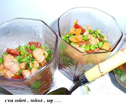 recette Salade de petits pois au saumon et au chorizo