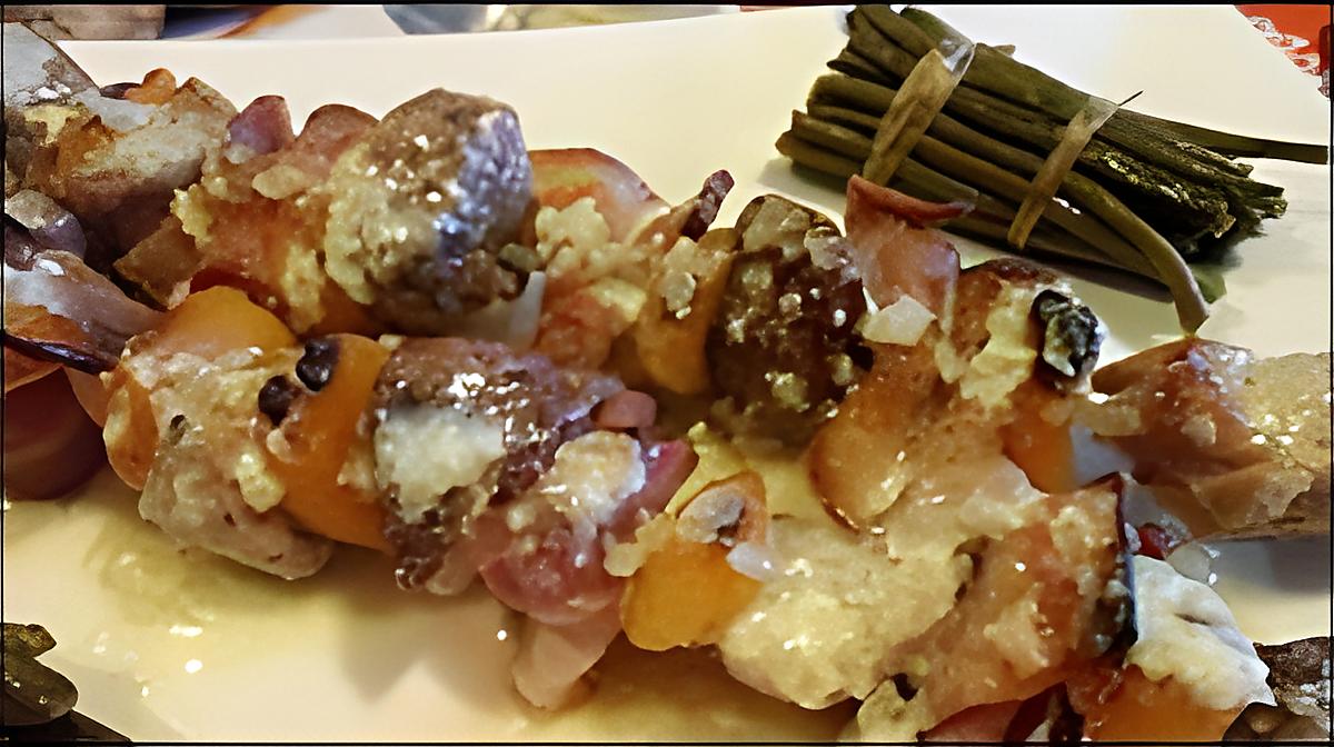 recette Brochettes de filet mignon aux abricots secs nappées de sauce Noilly