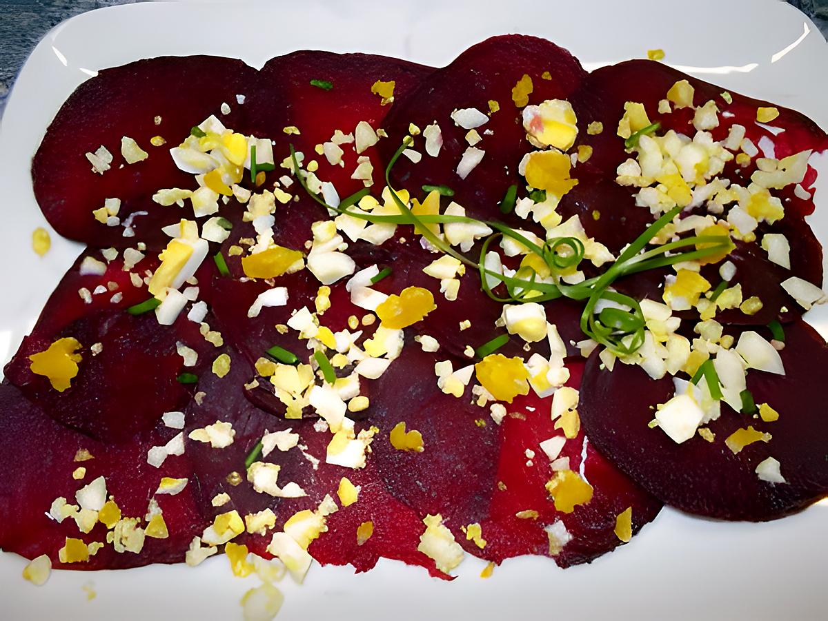 recette carpaccio de betteraves mimosa