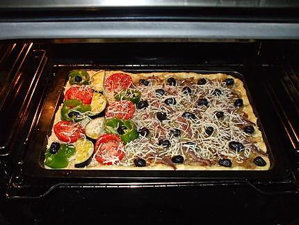 recette " 3/4  Pizzaladière.... et 1/4  Pizza aux légumes du soleil...."