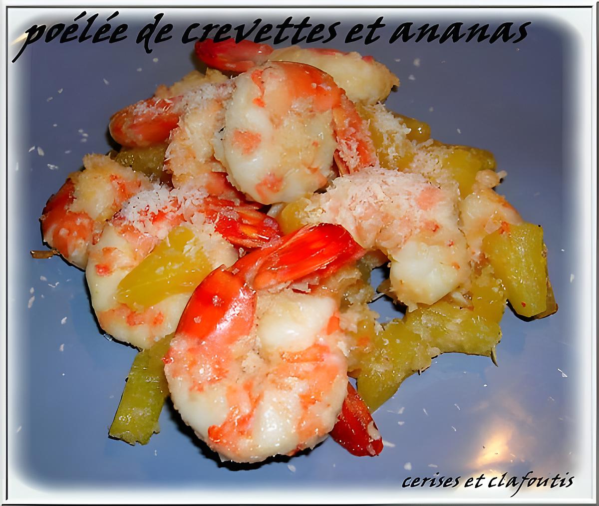 recette Poélée de crevettes à l'ananas et noix de coco