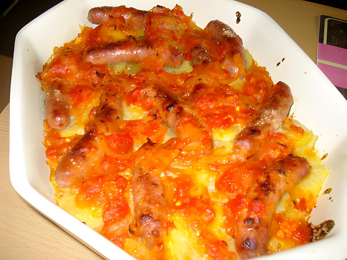 recette GRATIN DE CHIPOLATAS A L´ITALIENNE