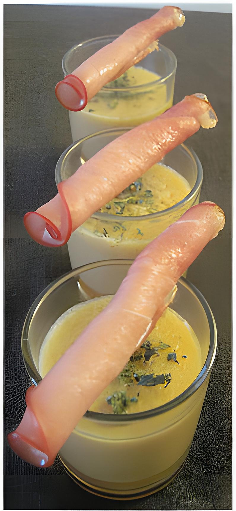 recette Verrine de soupe de melon au Porto et sa paille de bacon