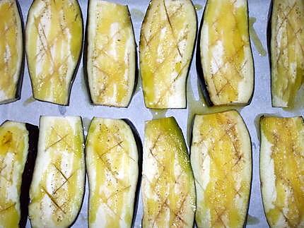 recette " Lamelles d'aubergines...au four..."