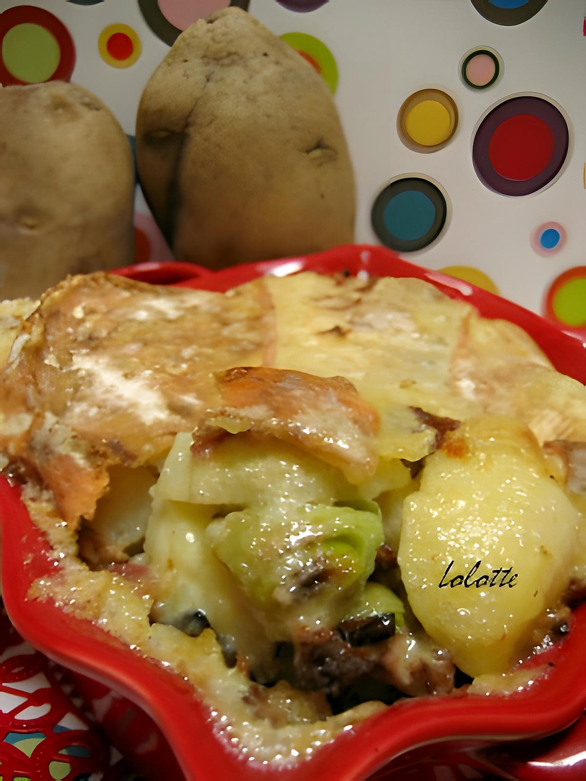 recette Tartiflette aux poireaux et aux chanterelles