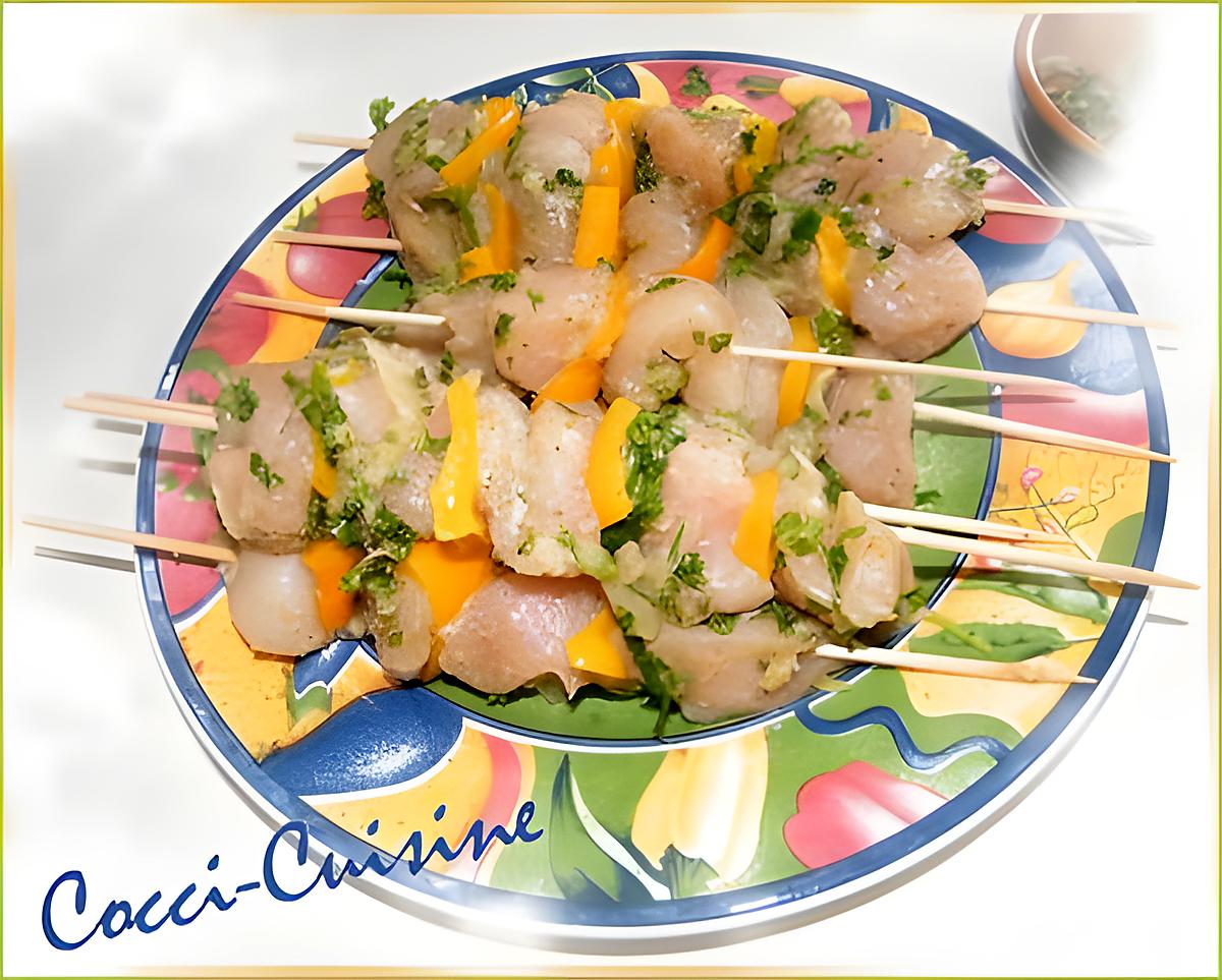 recette Brochettes de poulet mariné à ma façon