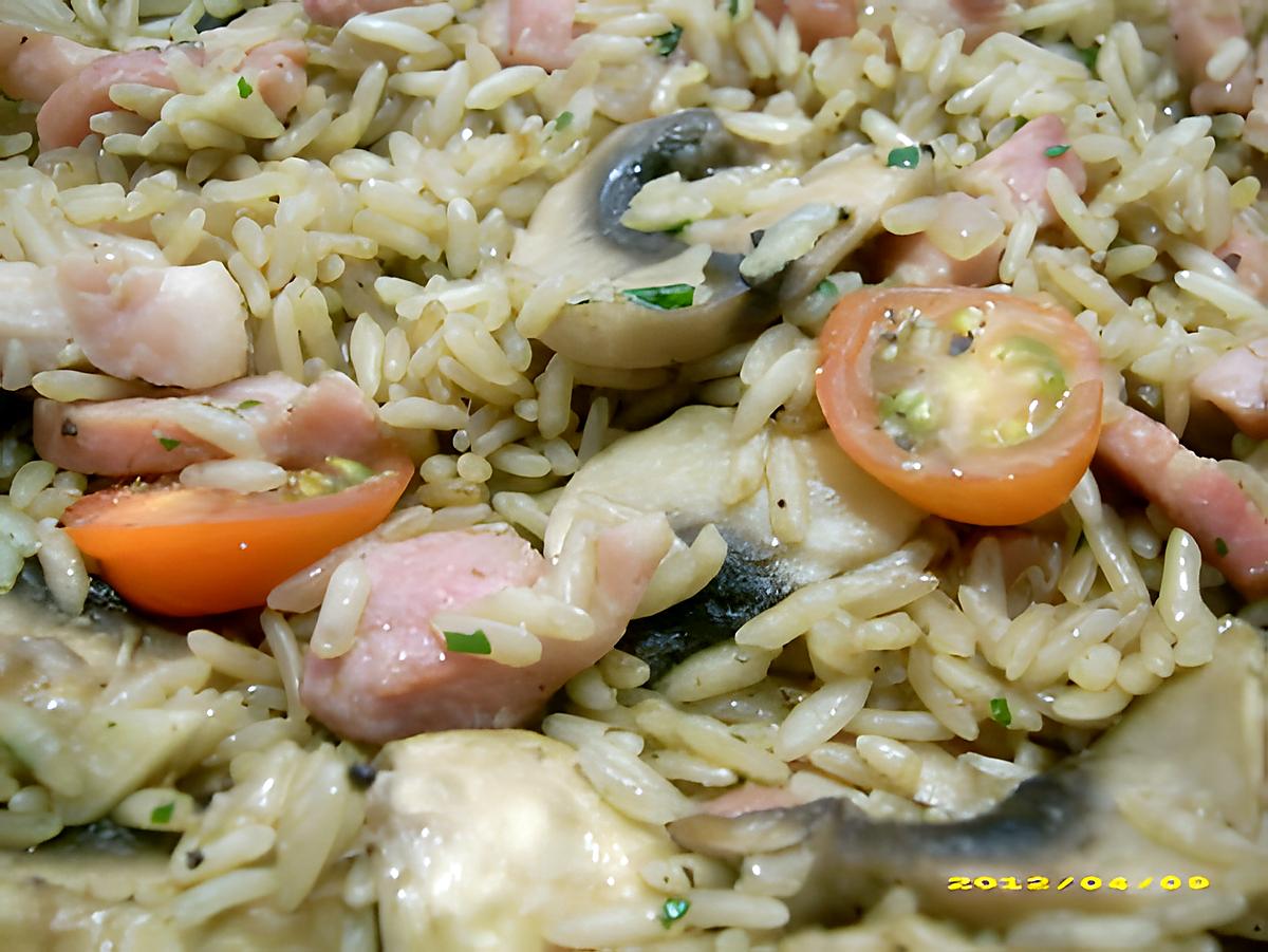 recette riz chaud poêlé aux champignons