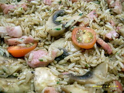 recette riz chaud poêlé aux champignons