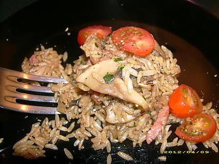 recette riz chaud poêlé aux champignons