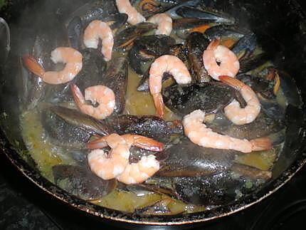 recette Nouilles chinoises aux moules et crevettes