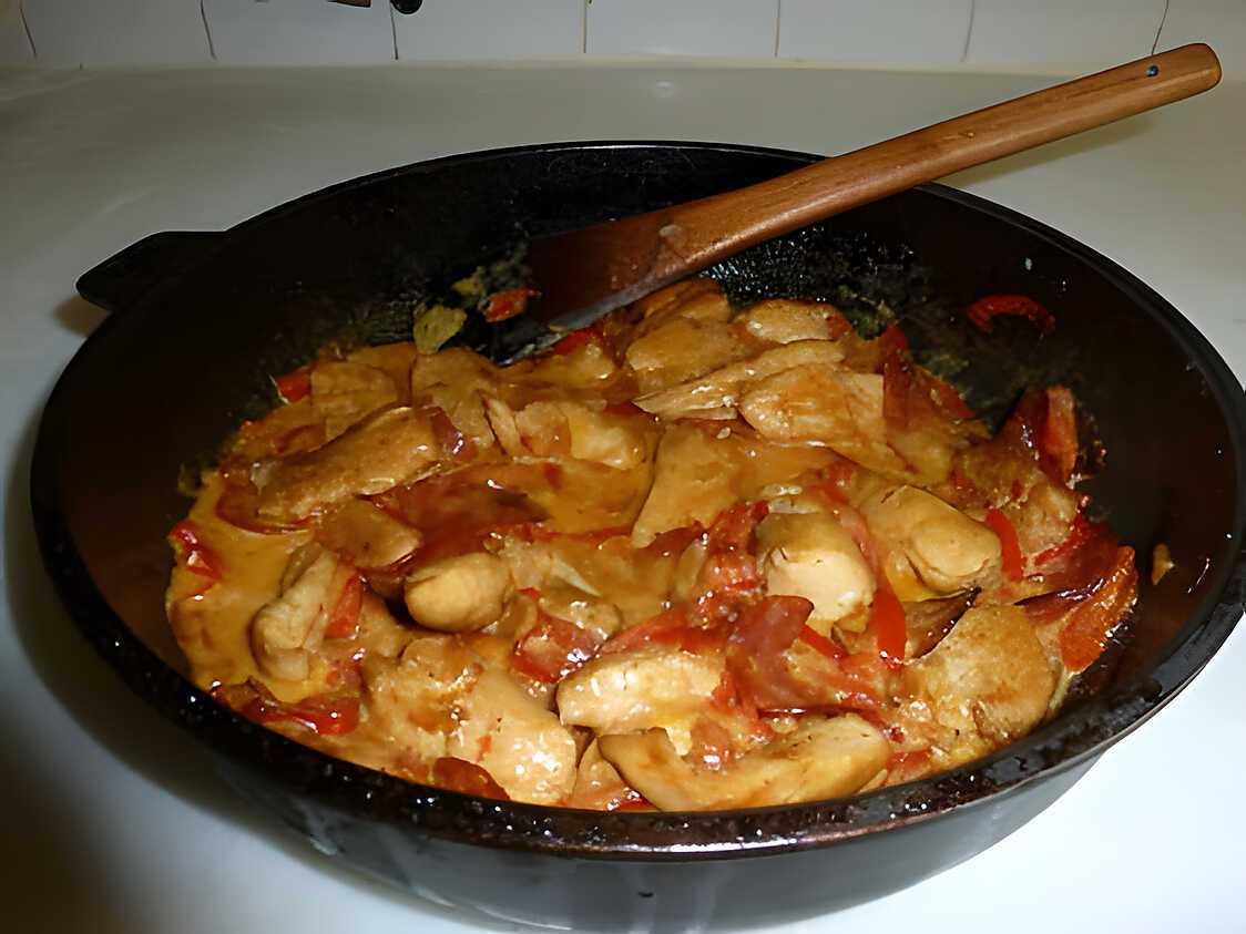 Recette de Poulet au chorizo et poivron
