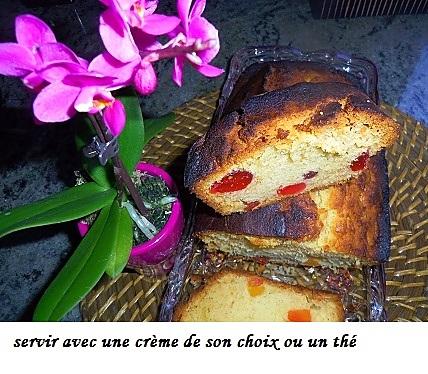 recette Cake aux fruits confits bigarreaux –papaye-ananas