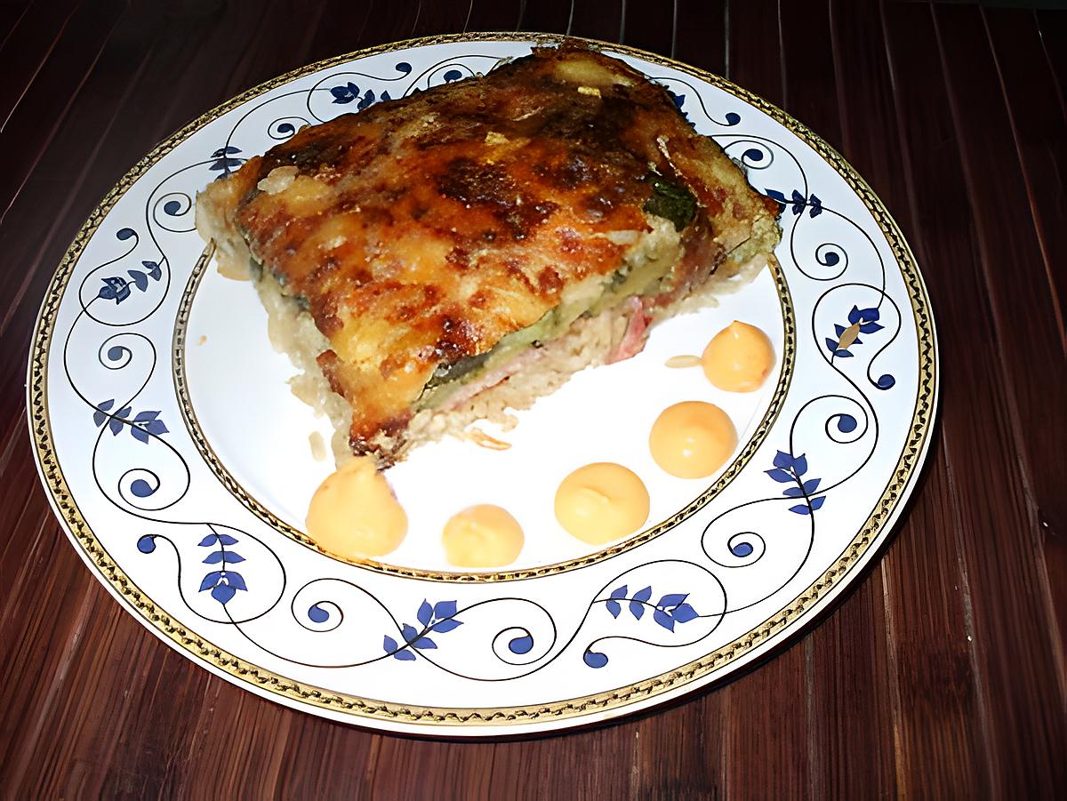 recette Gratin de courgettes..jambon et riz....( Menu complet pour les petits ...)