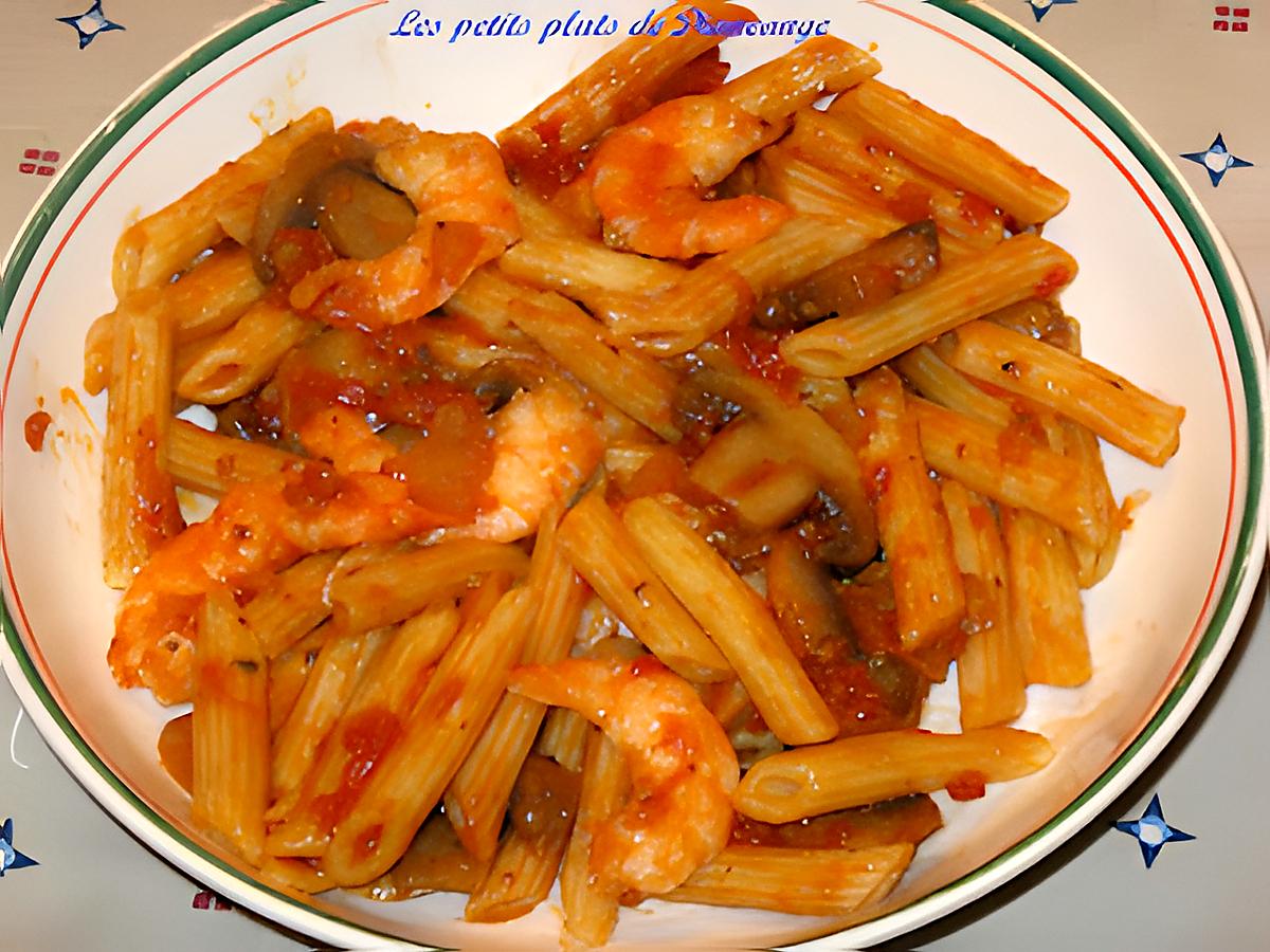 recette Penne sauce tomate et crevettes