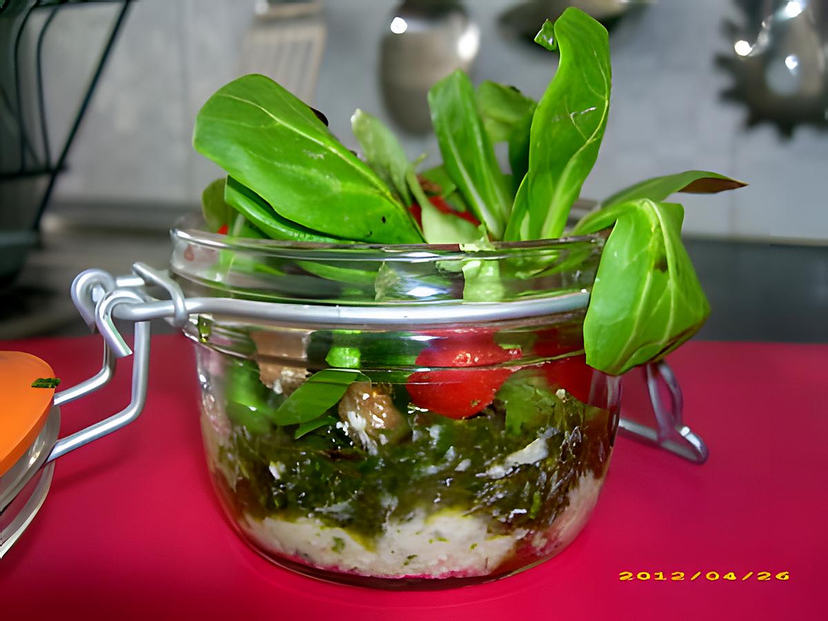 recette verrine de chèvre au pesto de mâche