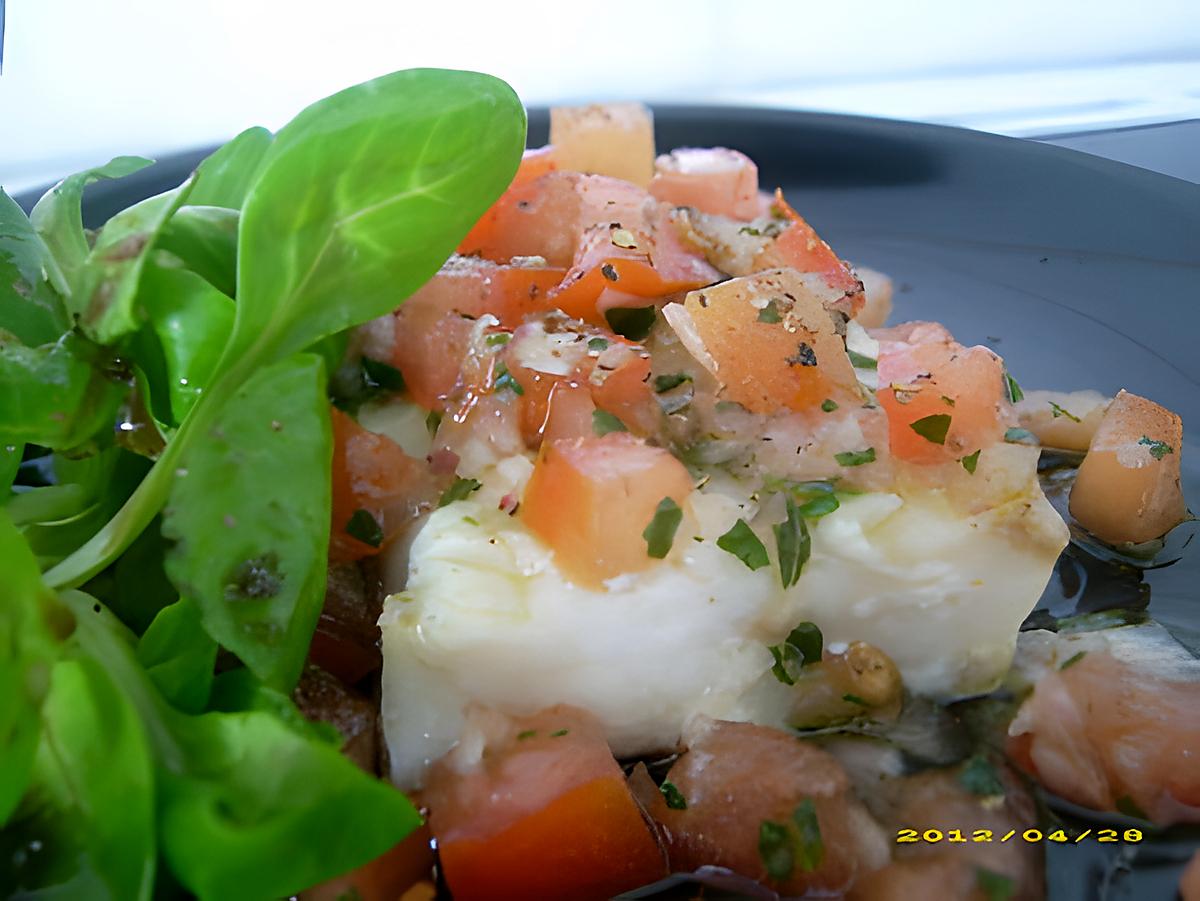 recette pavés de cabillaud froids marinés, sauce vierge