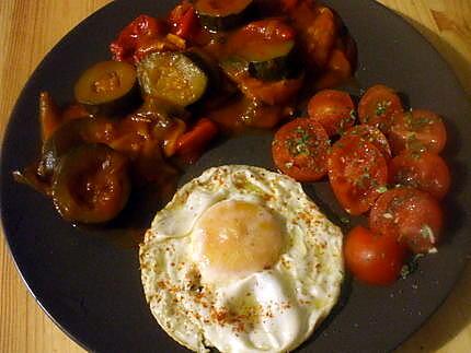 recette Plato combinado...N°4  ( Frita ...oeuf et tomates cerises...)