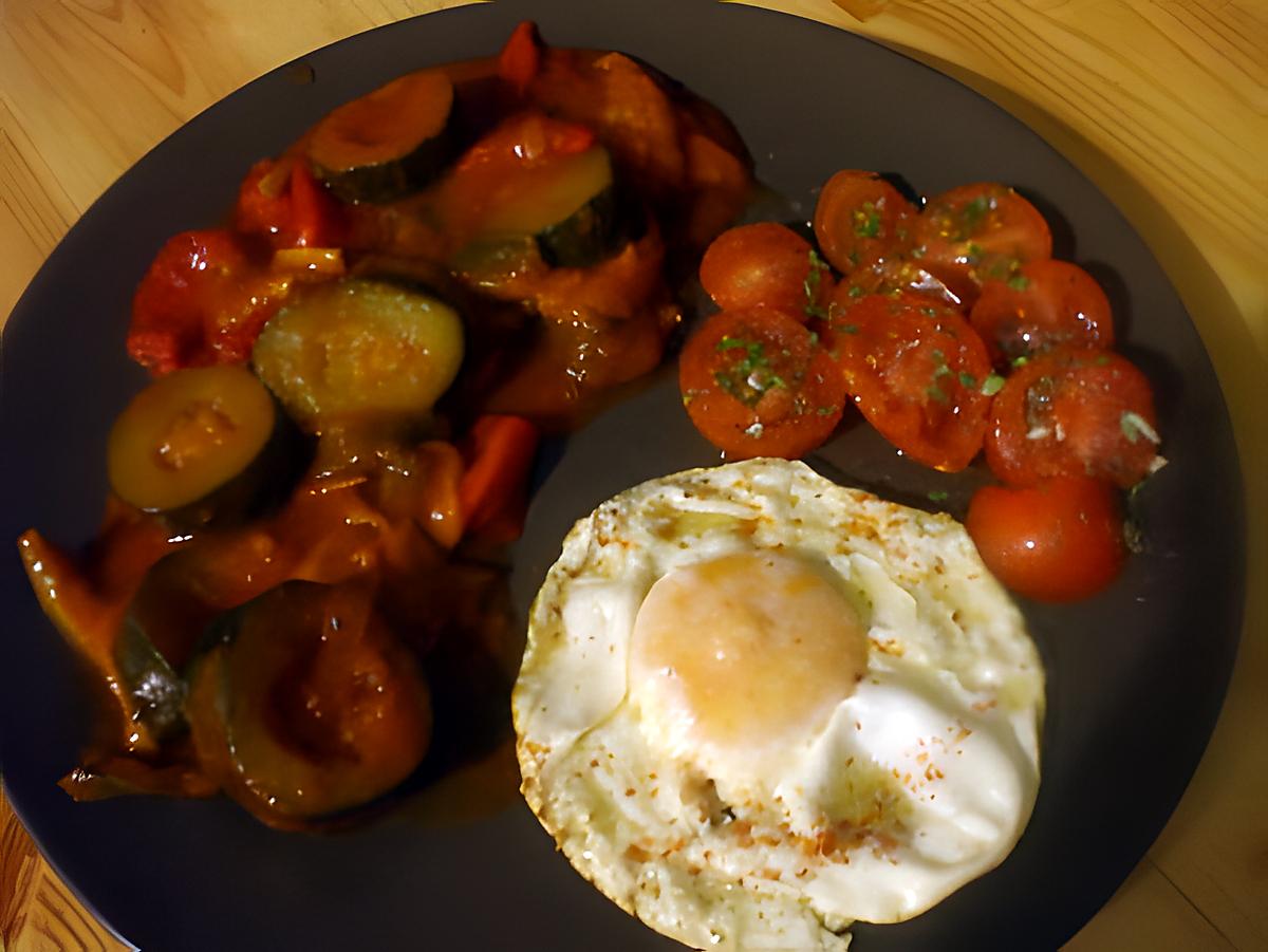 recette Plato combinado...N°4  ( Frita ...oeuf et tomates cerises...)