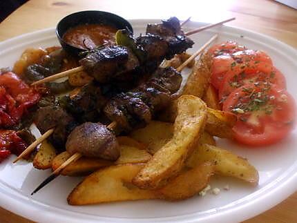 recette " Plato combinado N°6 ...( Brochettes d'abats d'agneaux...)