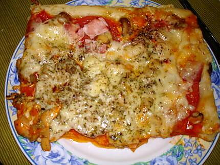 recette pizza  jambon,champignon et fromage