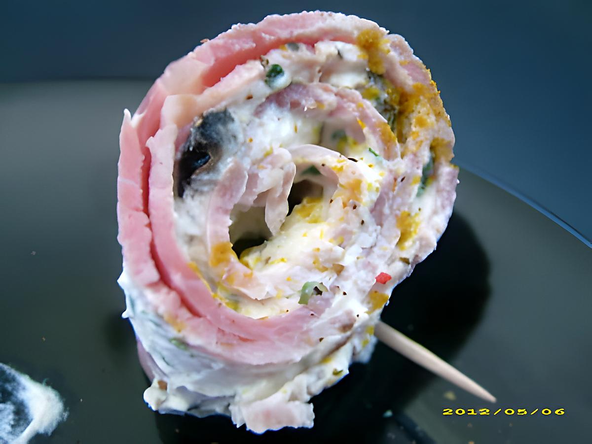 recette roulades de jambon au chavroux et fines herbes