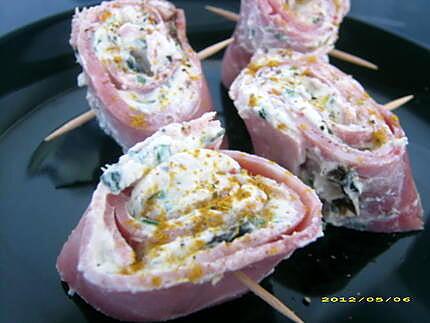 recette roulades de jambon au chavroux et fines herbes