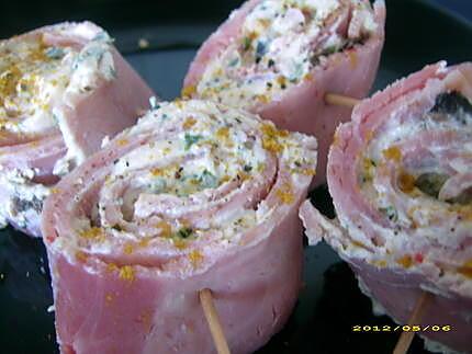 recette roulades de jambon au chavroux et fines herbes