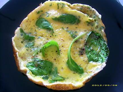 recette petite omelette aux pousses d'épinards