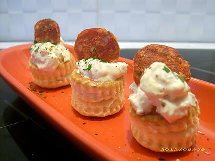 recette bouchées aux crevettes et chorizo