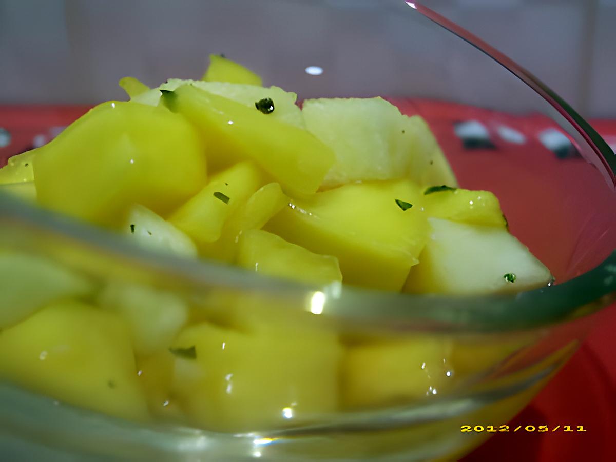 recette salade de fruits pomme-mangue-menthe et son soupçon de rhûm
