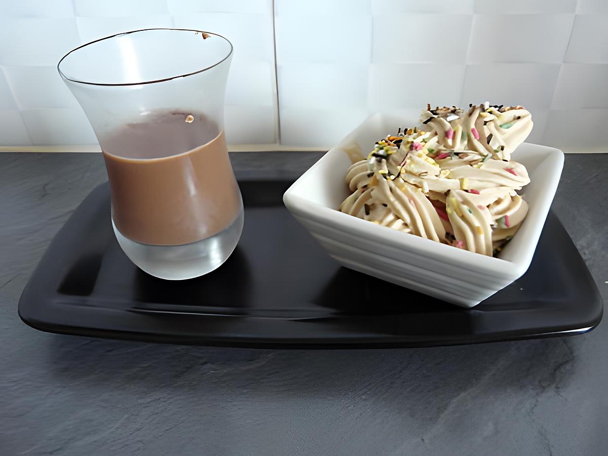 recette Assiette gourmande (crème choco-caramel et chantilly au café)