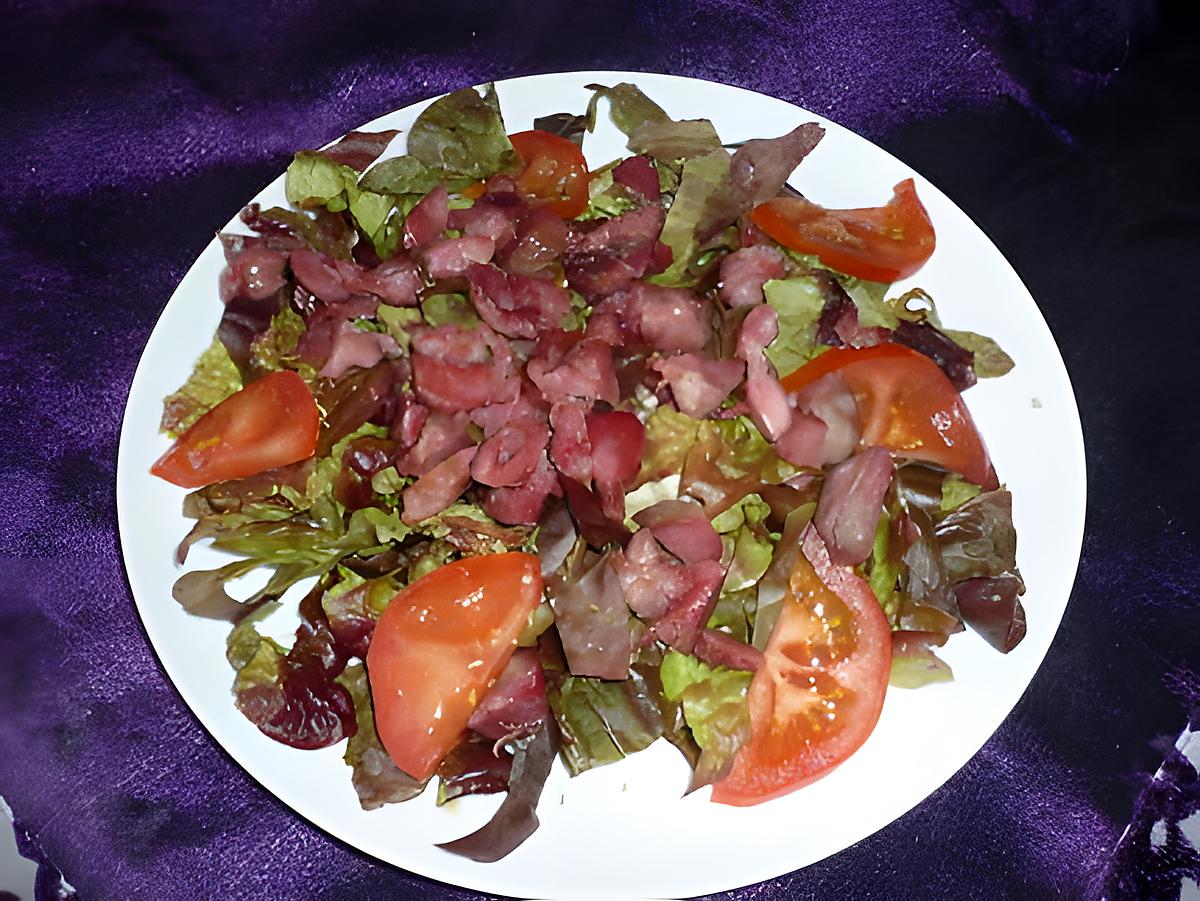 recette salade verte/ gesiers/tomates