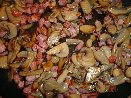 recette Sticks de poulet Champignons Lardons