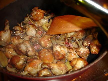 recette Sticks de poulet Champignons Lardons