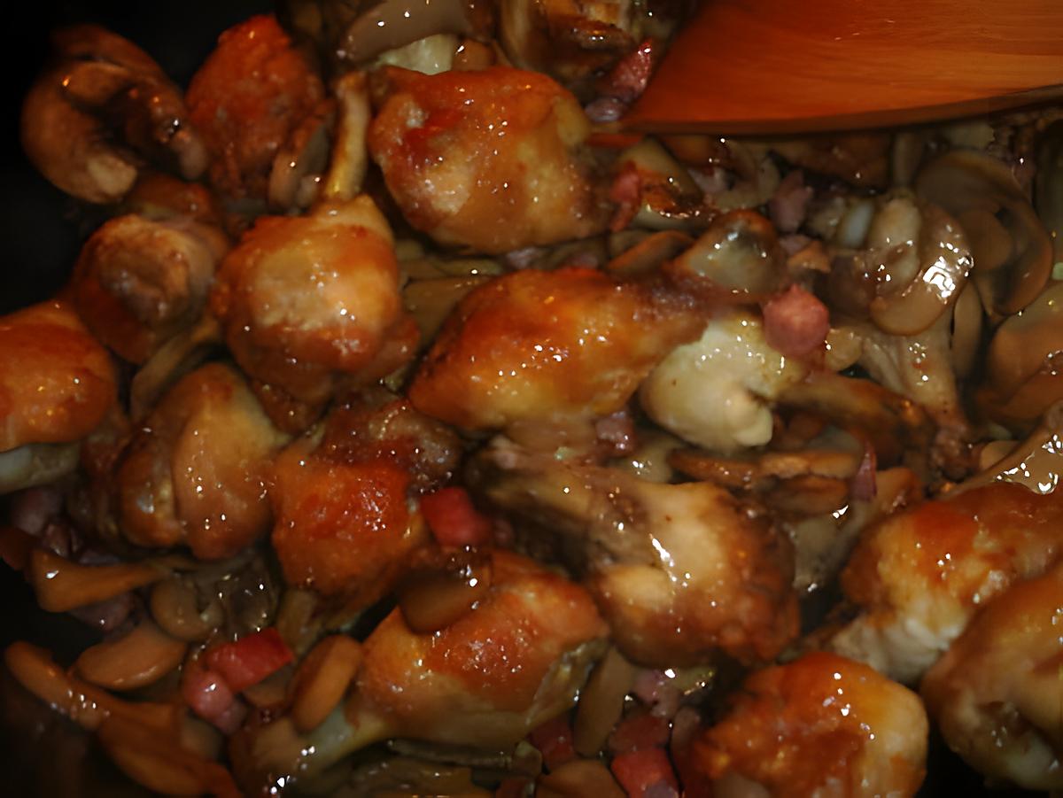 recette Sticks de poulet Champignons Lardons