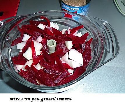 recette Mousse  de betterave-radis noir  au thon et  St Môret