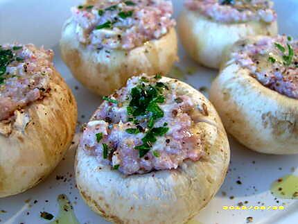 recette champignons farcis au jambon blanc