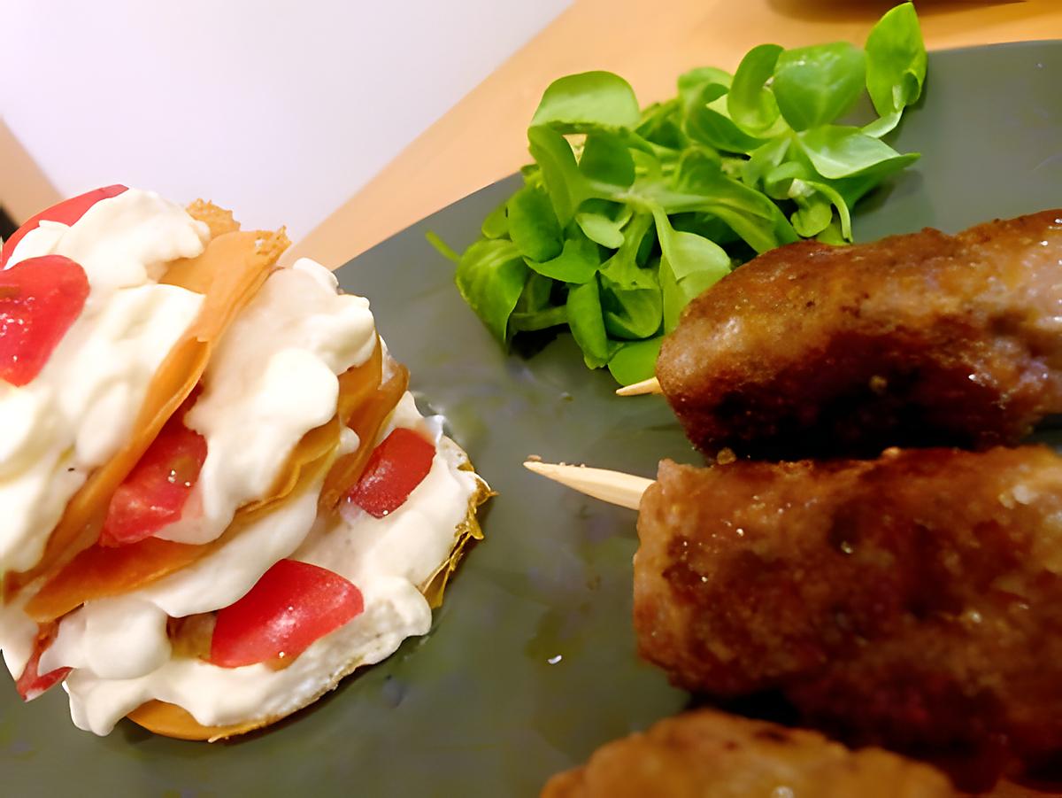 recette Mille-feuilles nuageux et brochettes épicées