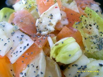 recette salade d'endives à la truite fumée et graines de pavot