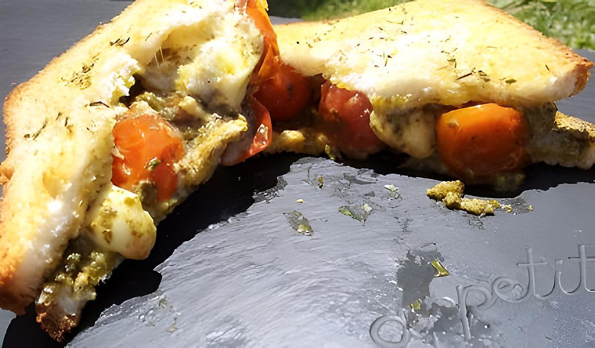 recette Croque tomates mozarella et pesto