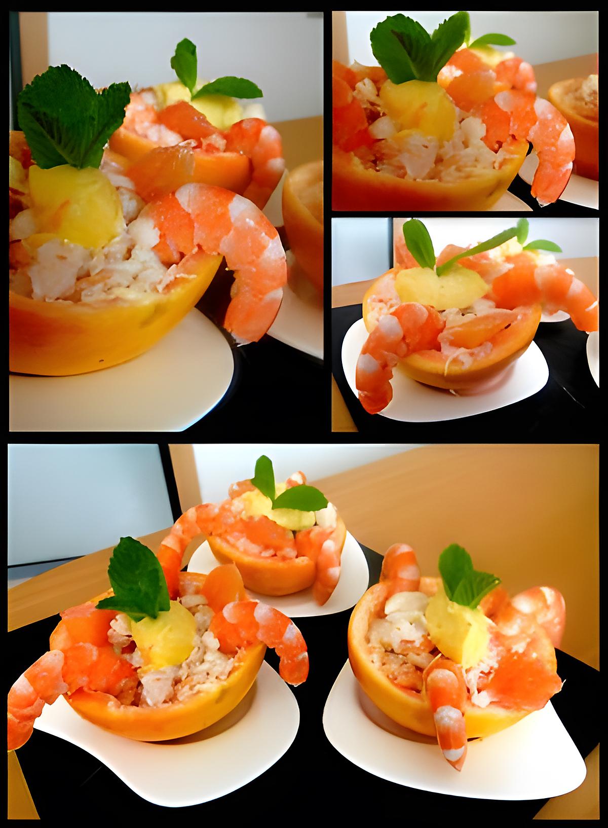 recette Pamplemousse rose au crabe