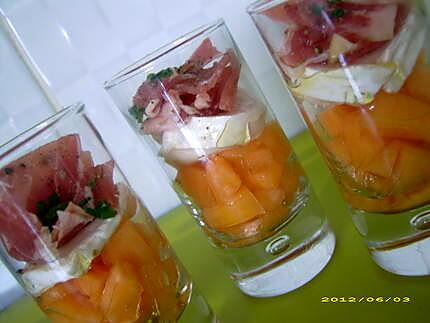 recette verrines melon-coppa