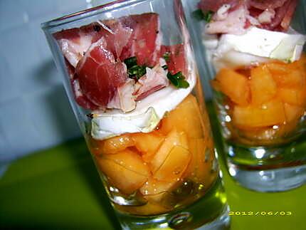 recette verrines melon-coppa