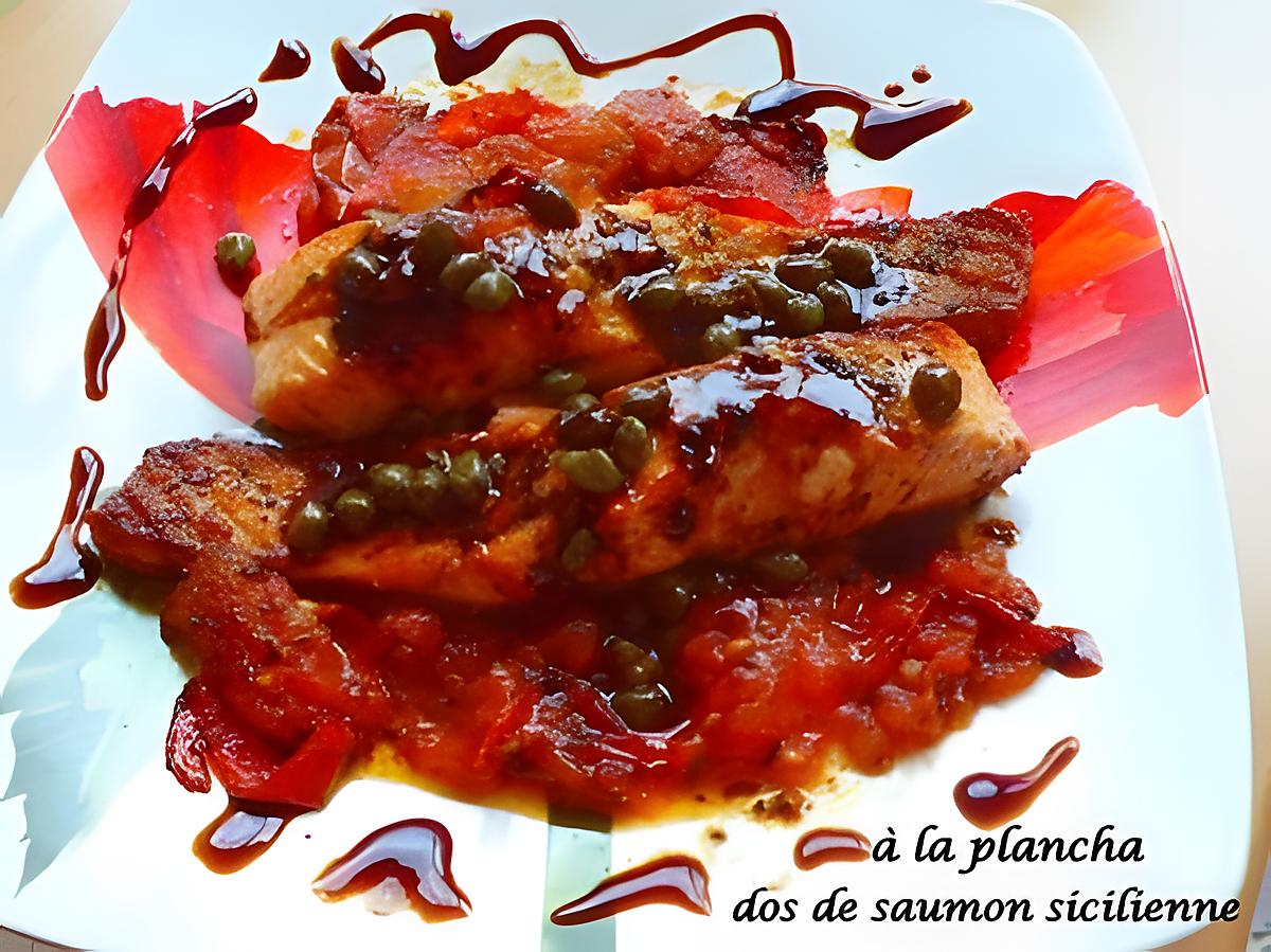 recette À la plancha dos de saumon sicilienne