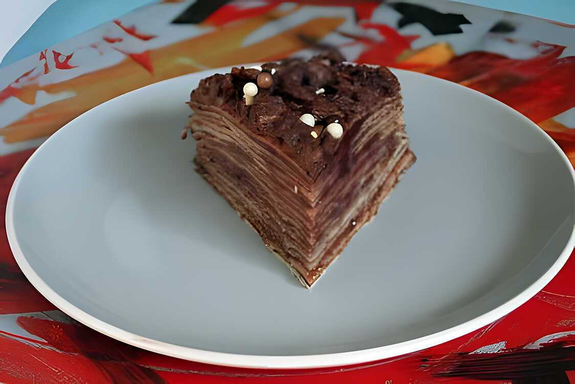 Gâteau Mille Crêpes Framboise CHocolat ( Anniversaire)