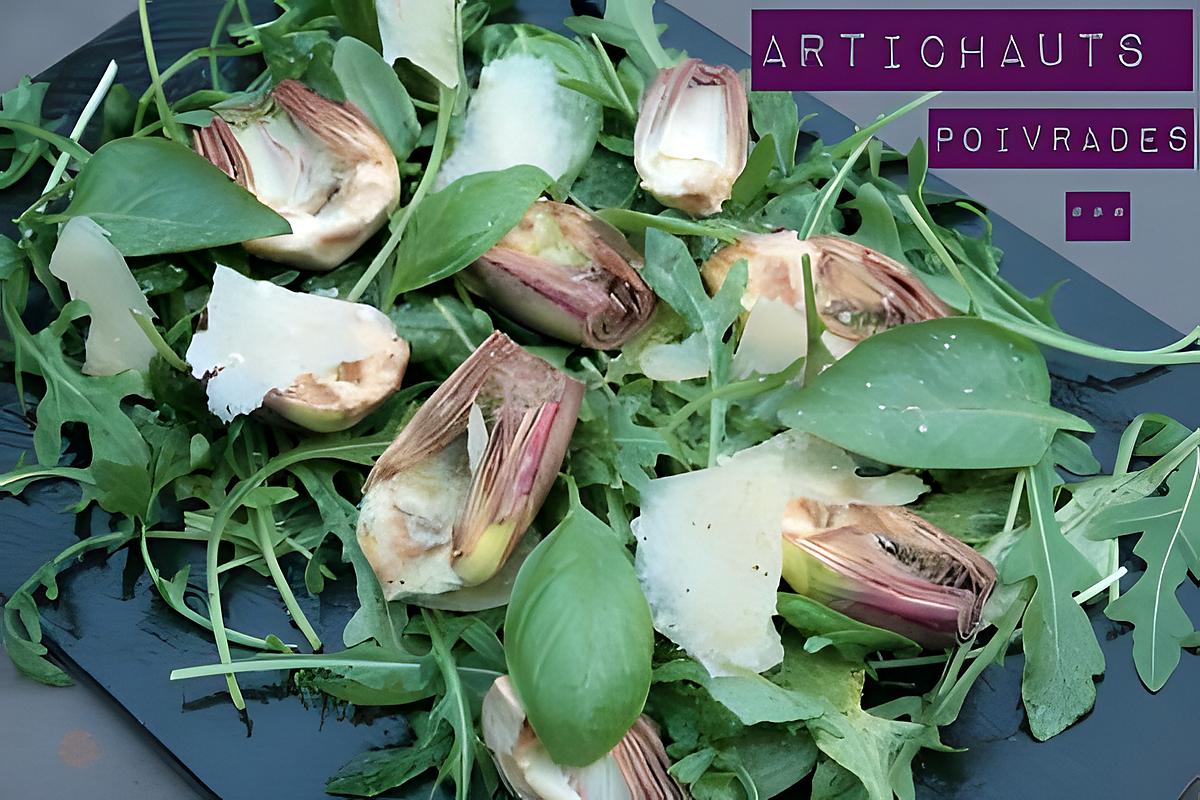 recette Salade d’Artichaut violet cru dit poivrade, parmesan & basilic